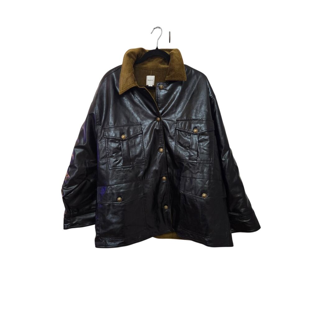 New Anthro Maeve Patent Chore Reversible Oversized Jacket Closet Staple | LP